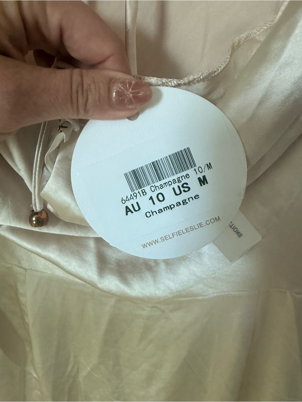 Selfie Leslie Cream Satin Cap-Sleeve Midi Dress - Picture 7 of 7